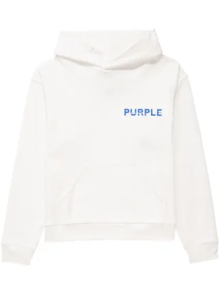 Purple Brand logo-print Cotton Hoodie | White | FARFETCH