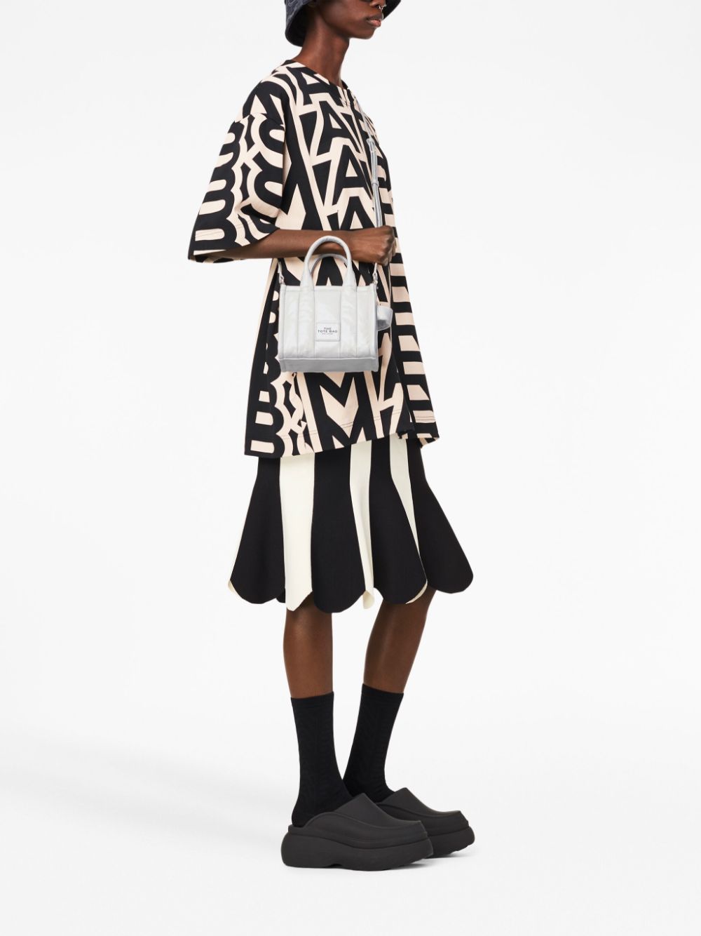 Shop Marc Jacobs The Shiny Crinkle Crossbody Tote Bag In White