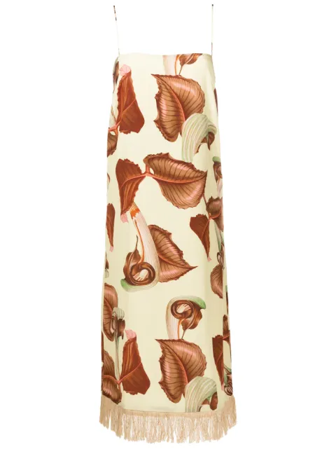Adriana Degreas leaf-print silk dress 