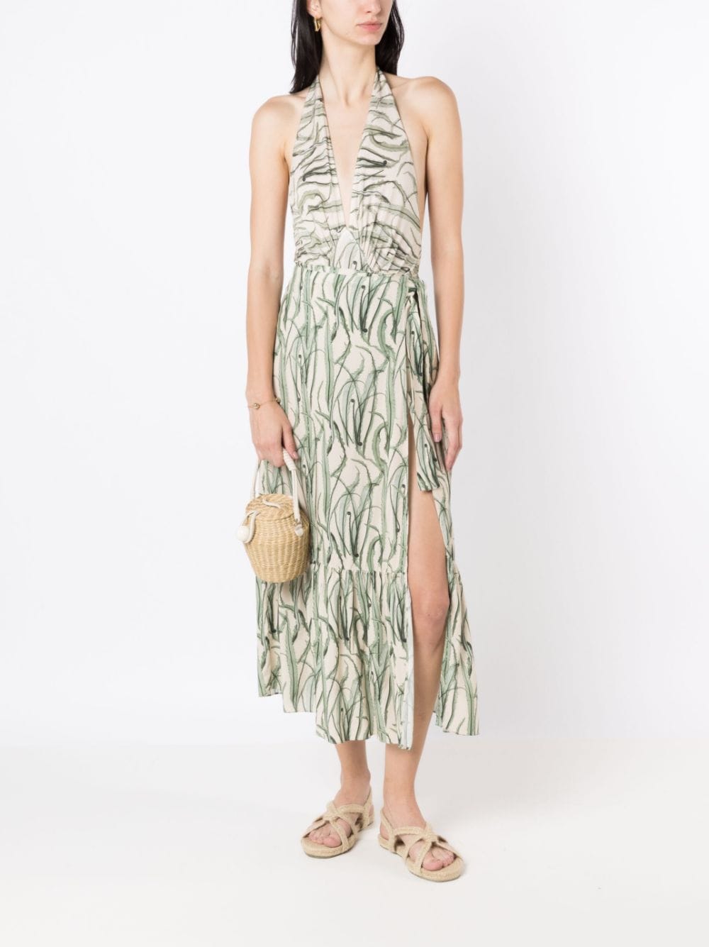 Shop Adriana Degreas Maillot Botanical-print One-piece In Green