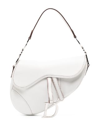 White leather Christian Dior Saddle bag with silver-tone hardware