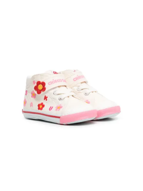 Miki House floral-embroidery touch-strap sneakers