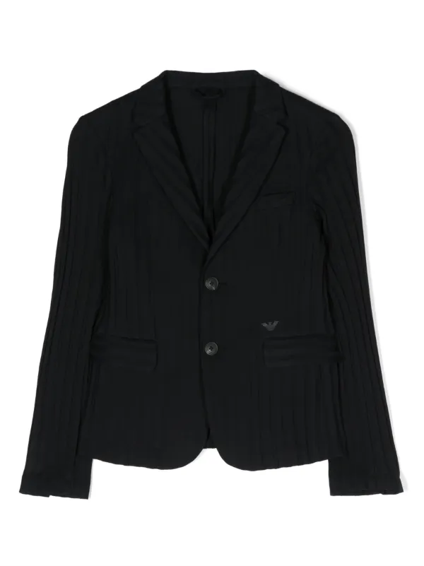 Emporio Armani Kids Striped long sleeved Cotton Blazer Farfetch