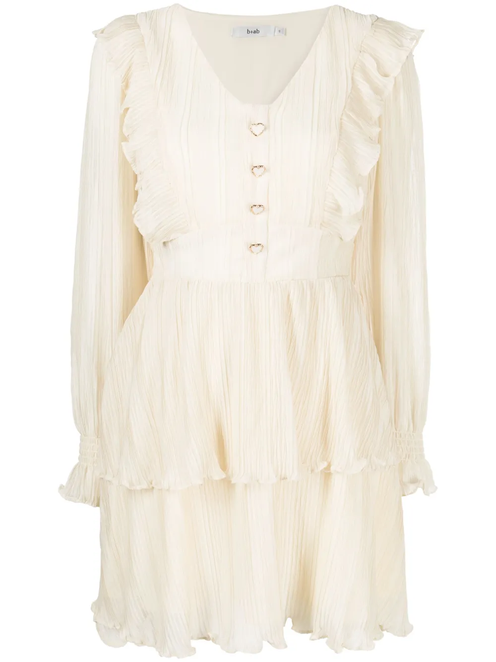 b+ab ruffled layered long-sleeved dress - Neutrals