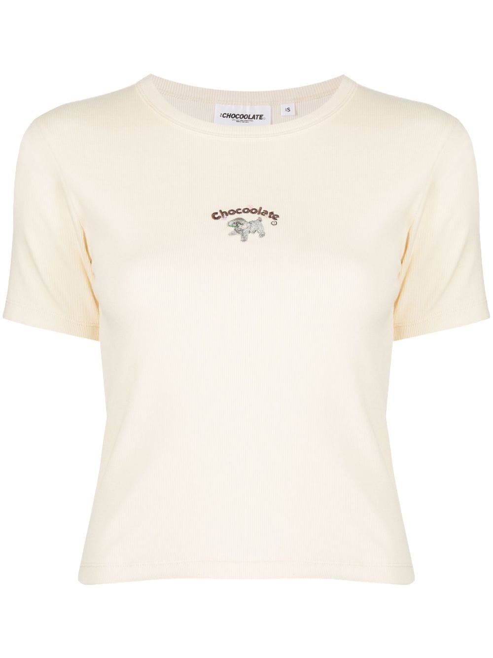 Chocoolate Logo-embroidery Knitted T-shirt In Neutrals