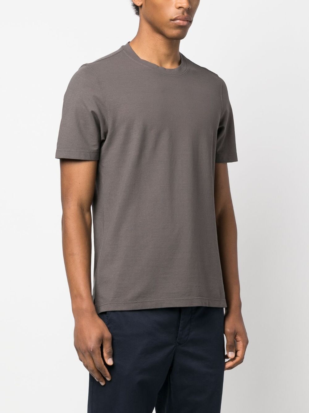 Shop Lardini Crew-neck Cotton T-shirt In Grey
