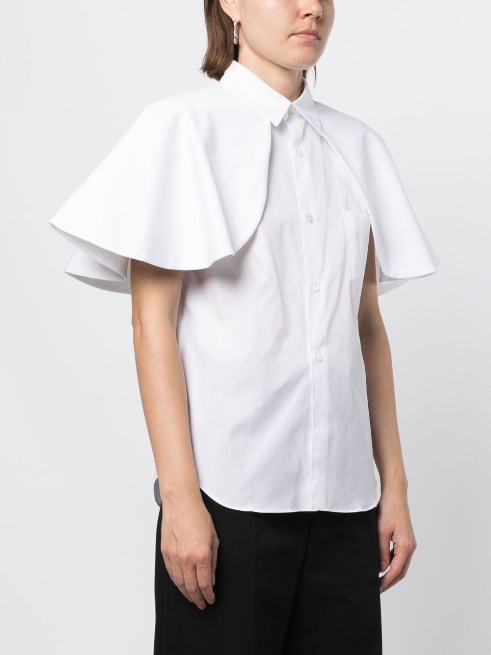 Shop Comme Des Garçons Comme Des Garçons Ruffle-detailing Cotton Shirt In Weiss