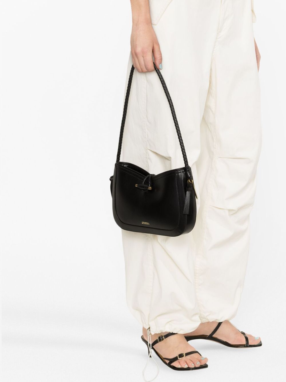 Shop Isabel Marant Vigo Leather Shoulder Bag In Black