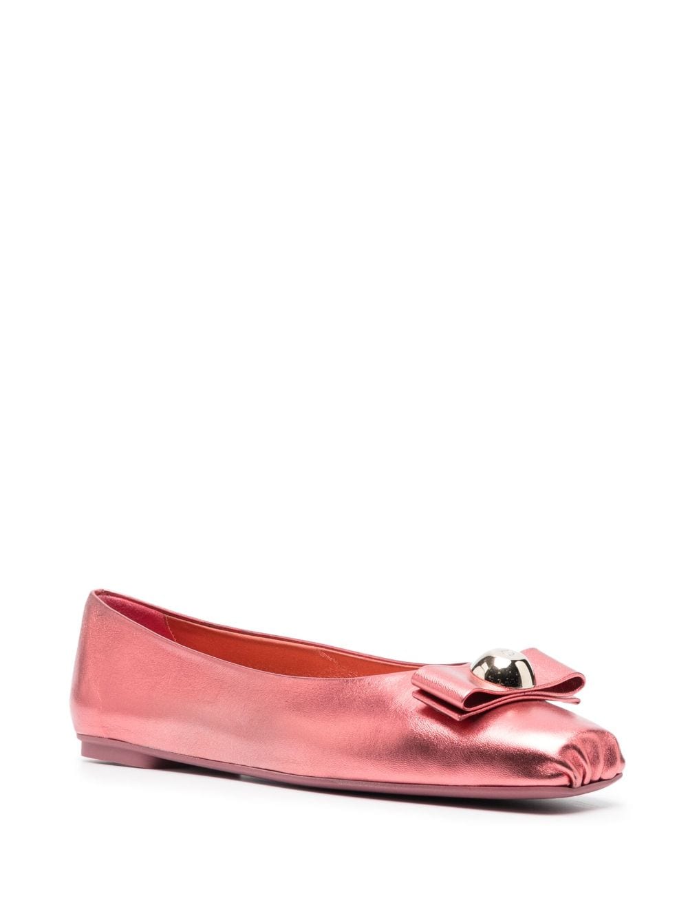 Ferragamo Metallic ballerina's - Roze