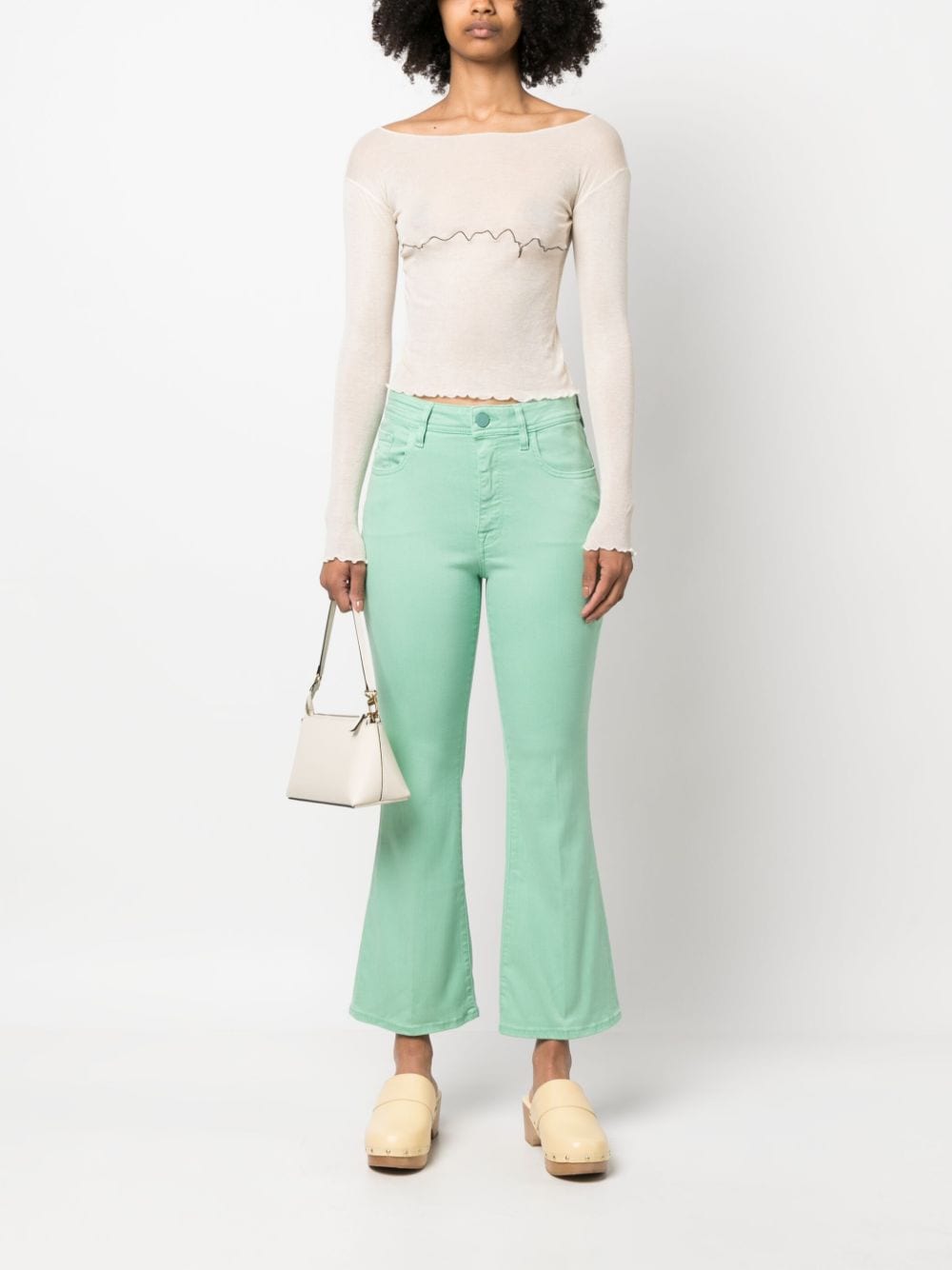 Shop Jacob Cohen Victoria Cropped Flared Jeans In Grün