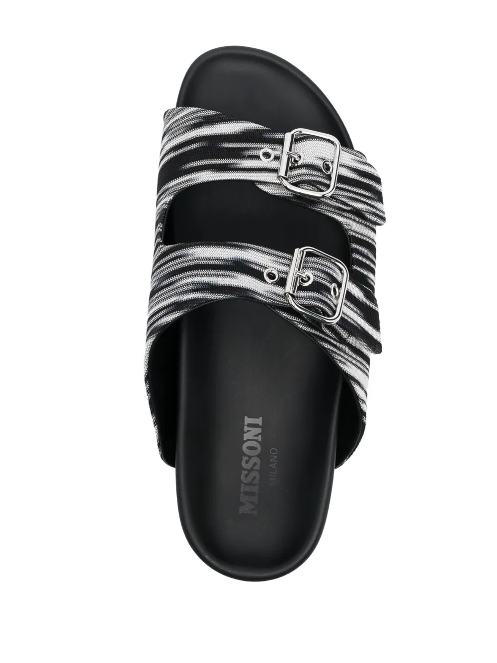 Missoni Double-buckle Knitted Slides In Black