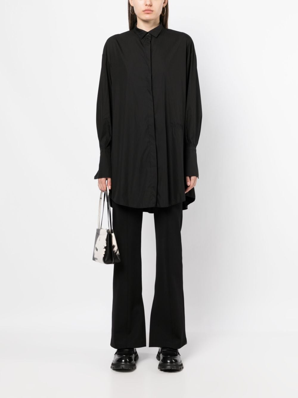 Shop Patou Embroidered Logo Shirt Dress In Black