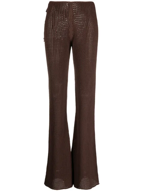 ANDREĀDAMO waffle-knit cut-out flared trousers