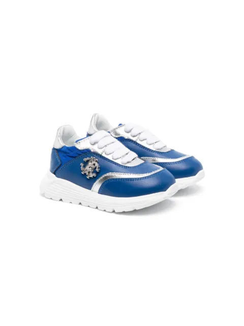 Roberto Cavalli Junior logo-plaque leather low-top sneakers
