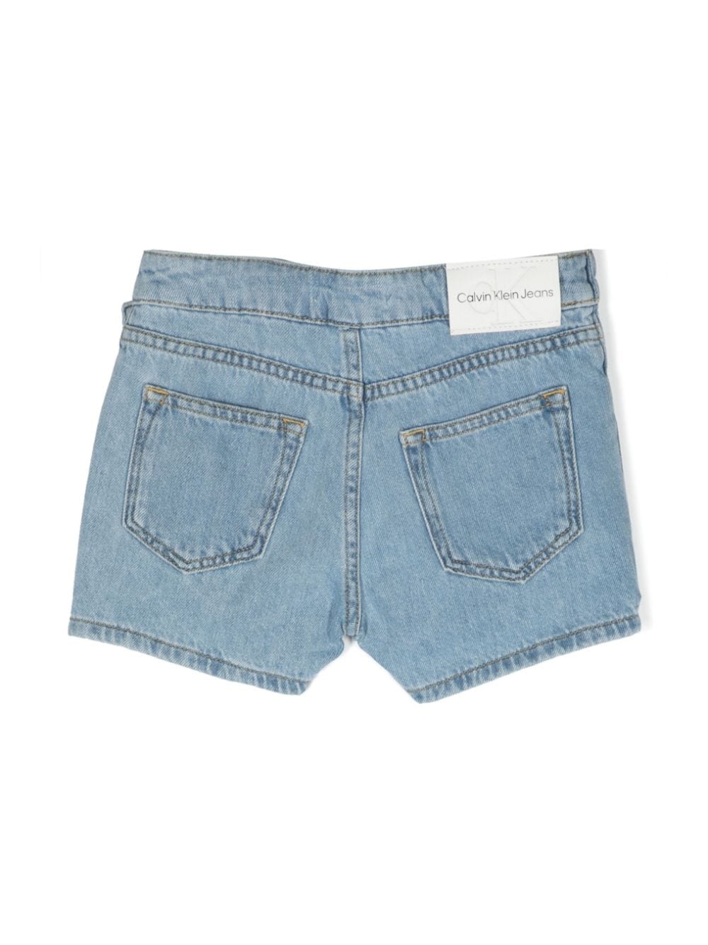 Shop Calvin Klein Embroidered-logo Denim Shorts In Blue