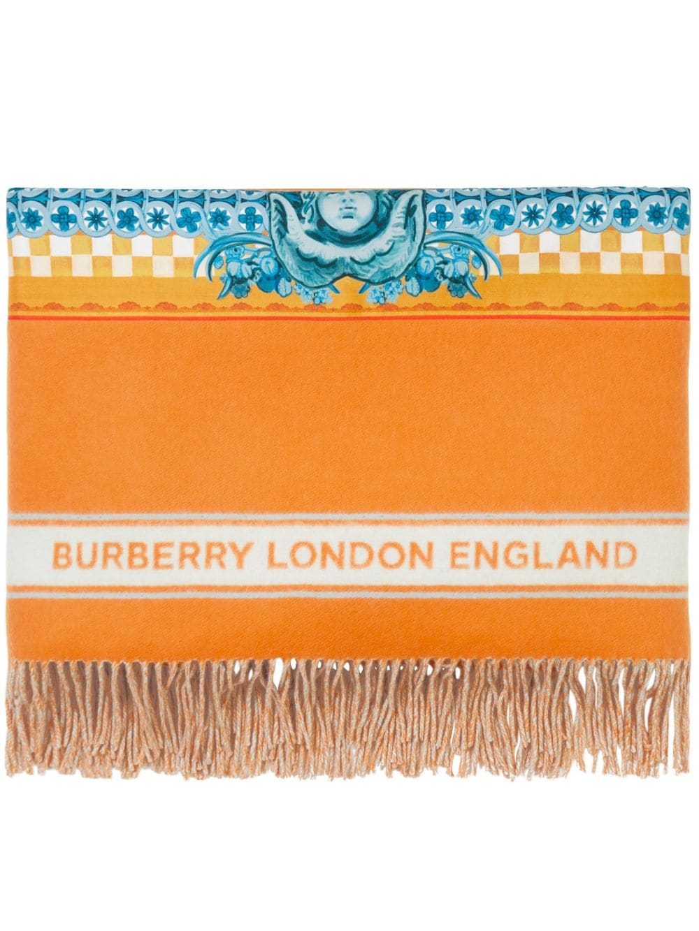 Burberry Edk-print Cashmere-wool Blanket In Orange