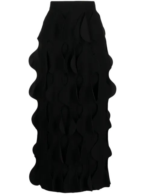 scalloped-trim midi skirt
