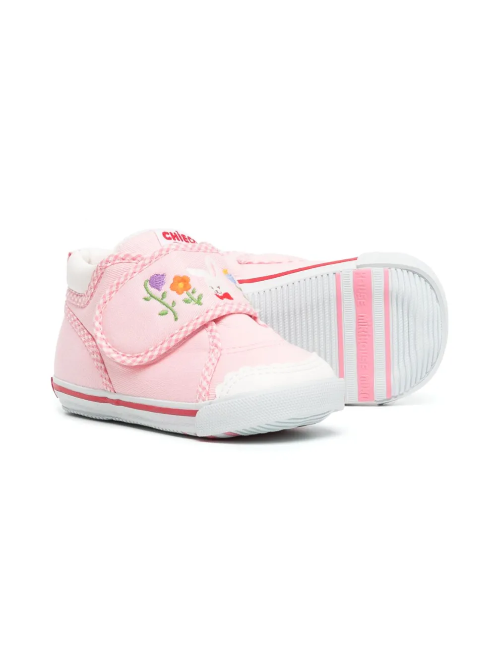 Shop Miki House Rabbit Embroidery Sneakers In Pink