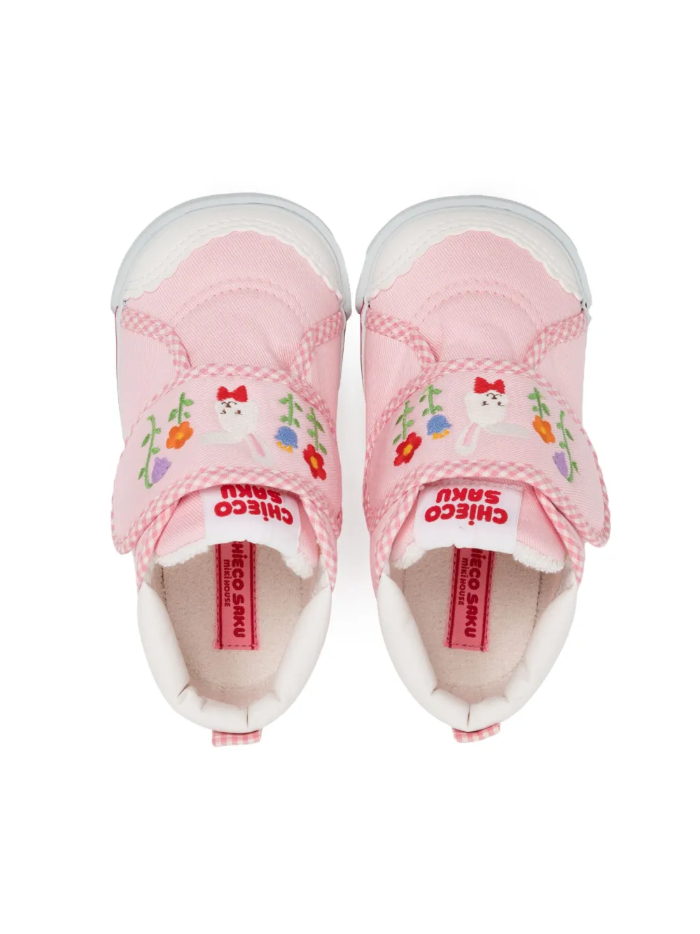 Shop Miki House Rabbit Embroidery Sneakers In Pink