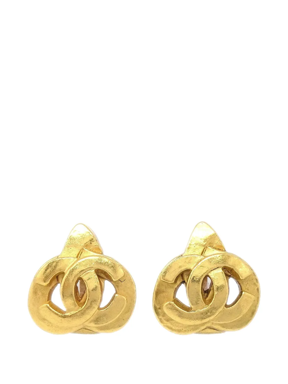 CHANEL Pre-Owned 1997 CHANEL Heart Earrings Clip-On - Gold