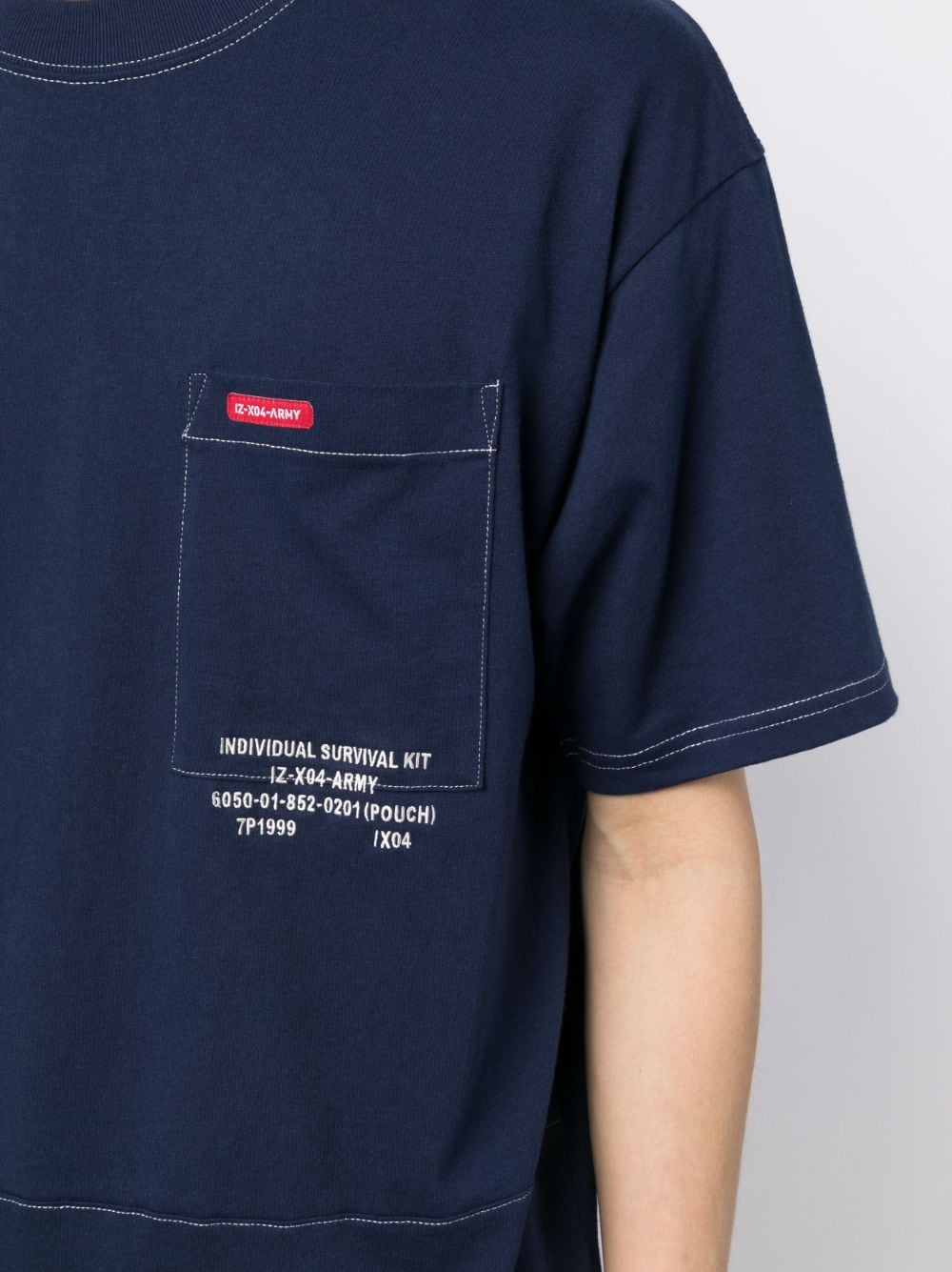 Shop Izzue Contrast-stitching Cotton T-shirt In Blue