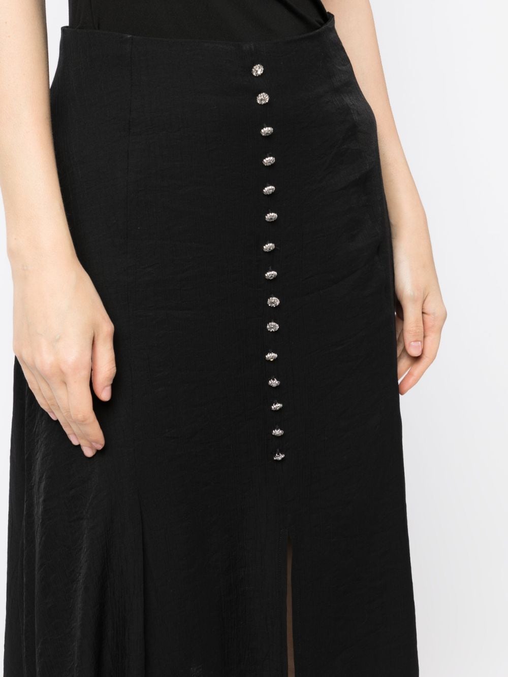 Shop B+ab Button-embellished Pleated Skirt In Schwarz