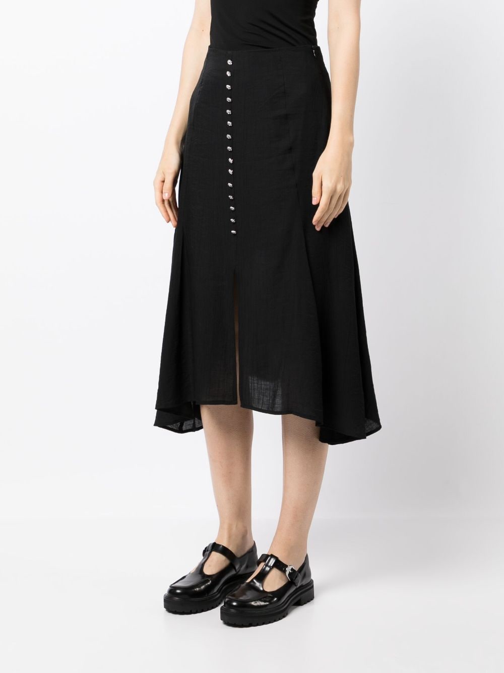 Shop B+ab Button-embellished Pleated Skirt In Schwarz