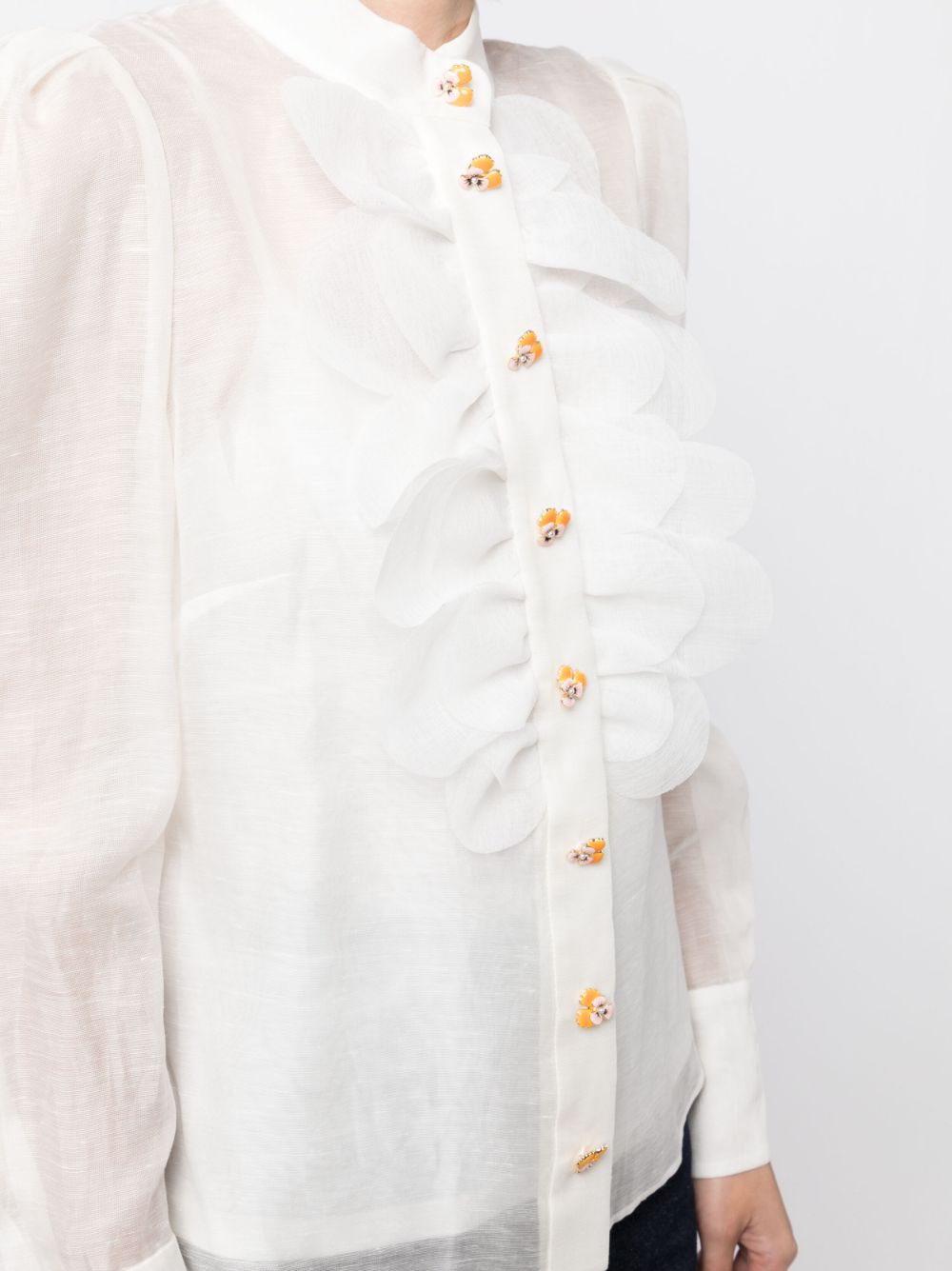 Shop Zimmermann Semi-sheer Ruffled Shirt In White