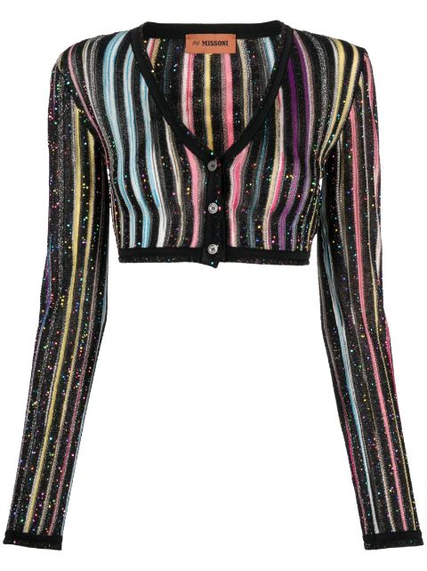 Missoni sequin-embellished striped cropped cardigan