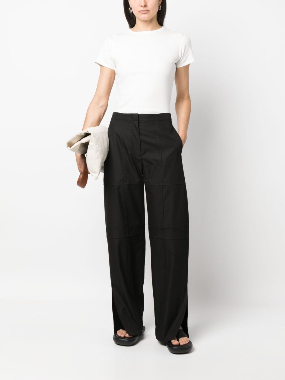 Shop Jil Sander Panelled Straight-leg Cut Trousers In Black