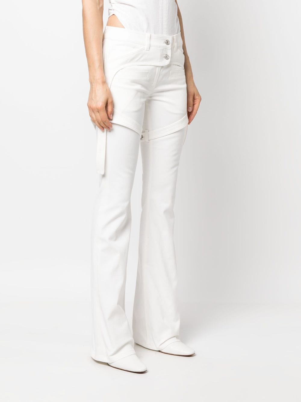 Shop Courrèges Straight-leg Cotton Trousers In White