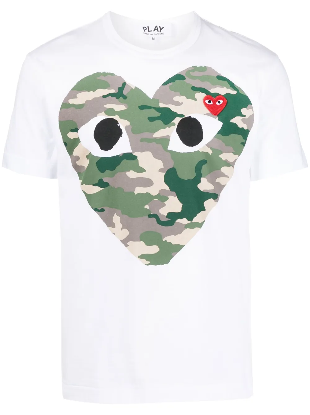 Comme Des Garçons Play Camouflage Heart-print Cotton T-shirt In White