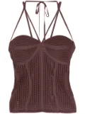 ANDREĀDAMO halterneck knitted top - Brown