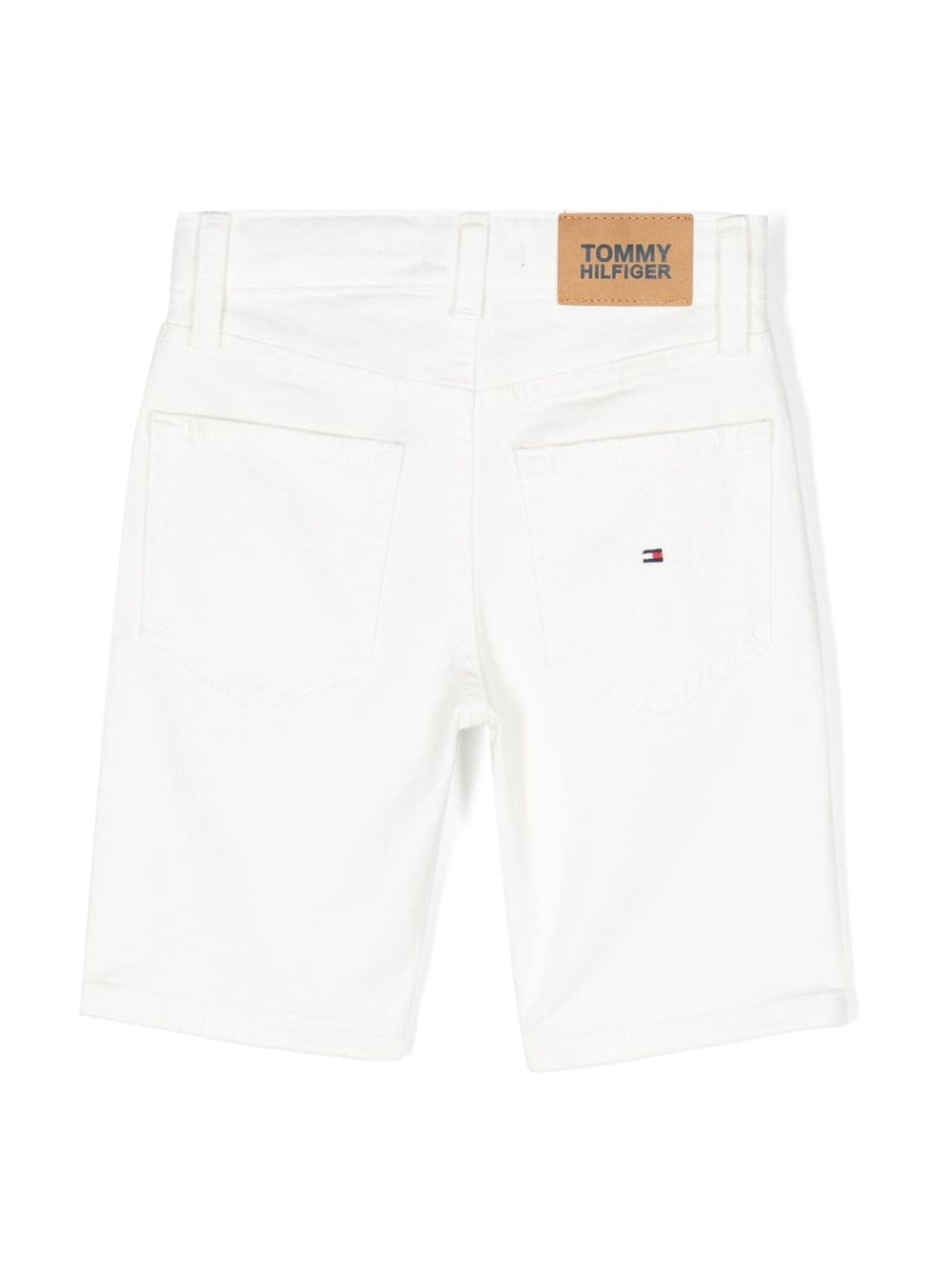 Shop Tommy Hilfiger Junior Stretch-cotton Denim Shorts In White
