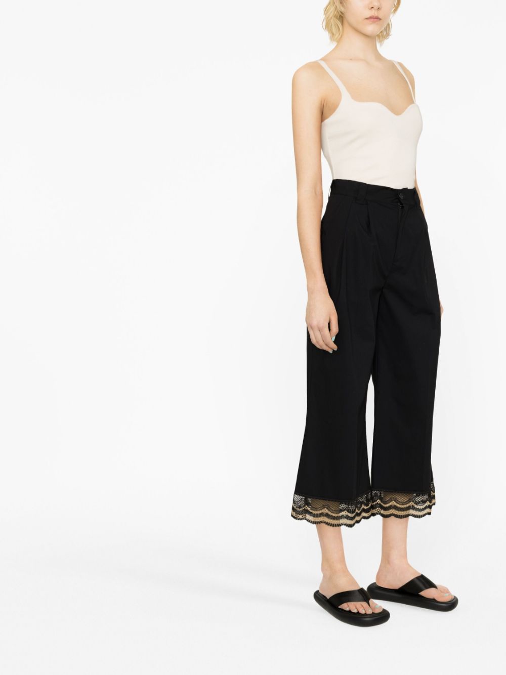 TWINSET lace-trim wide-leg Trousers - Farfetch