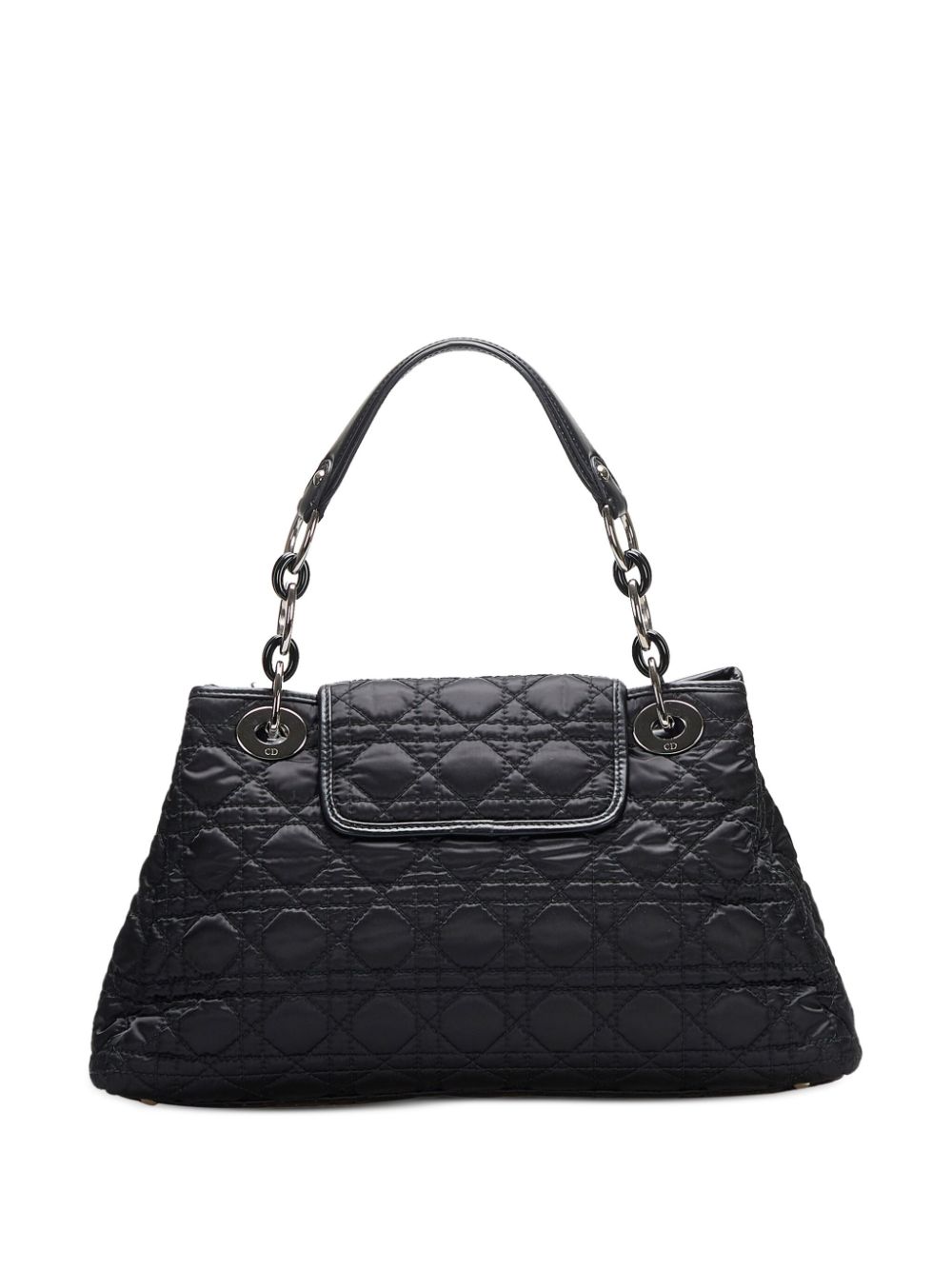 Christian Dior Black Leather Quilted With Lock Shoulder Tote Bag