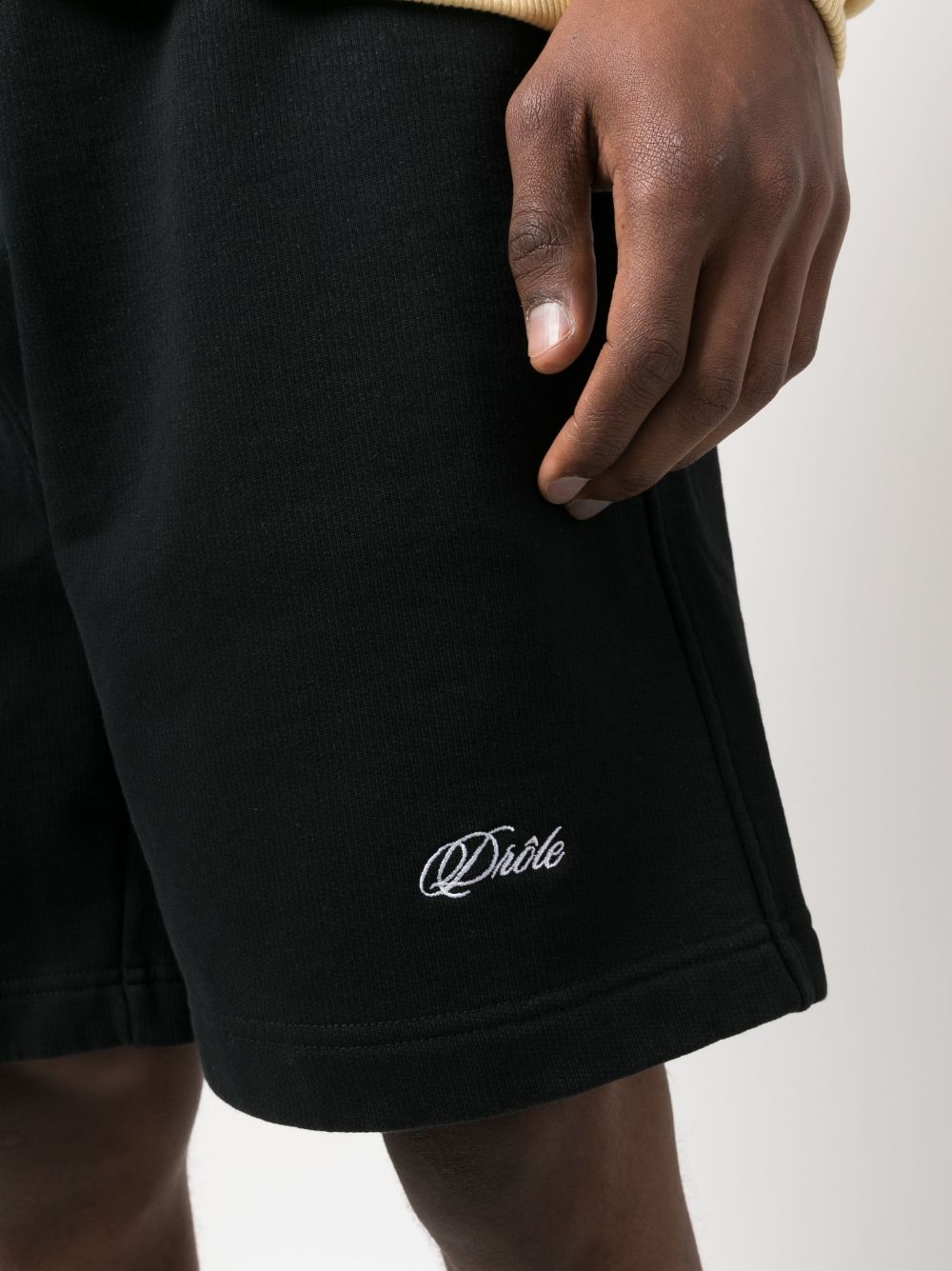 Shop Drôle De Monsieur Cotton Track Shorts In Black