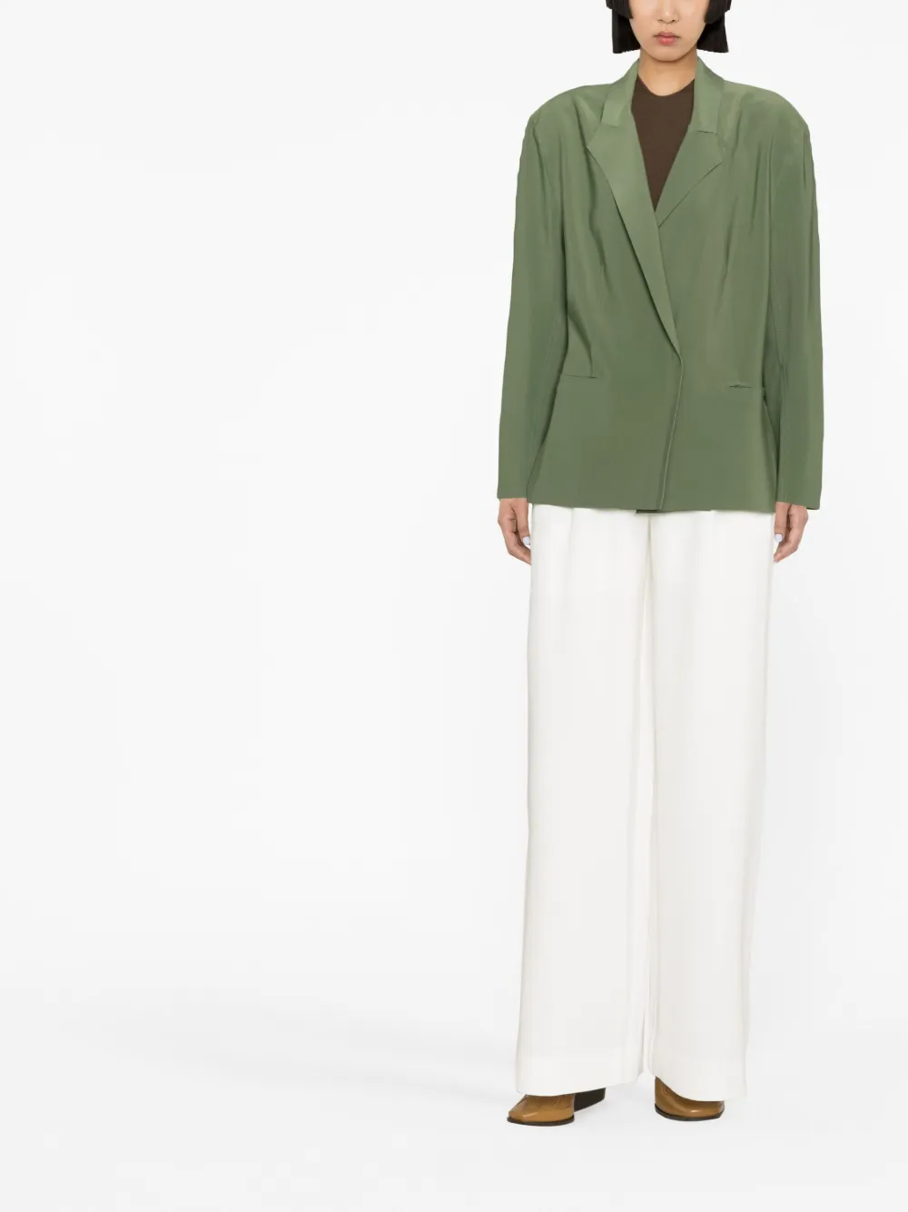 Shop Norma Kamali Single-breasted Blazer In Green