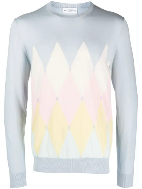 Ballantyne geometric-print fine-knit jumper 