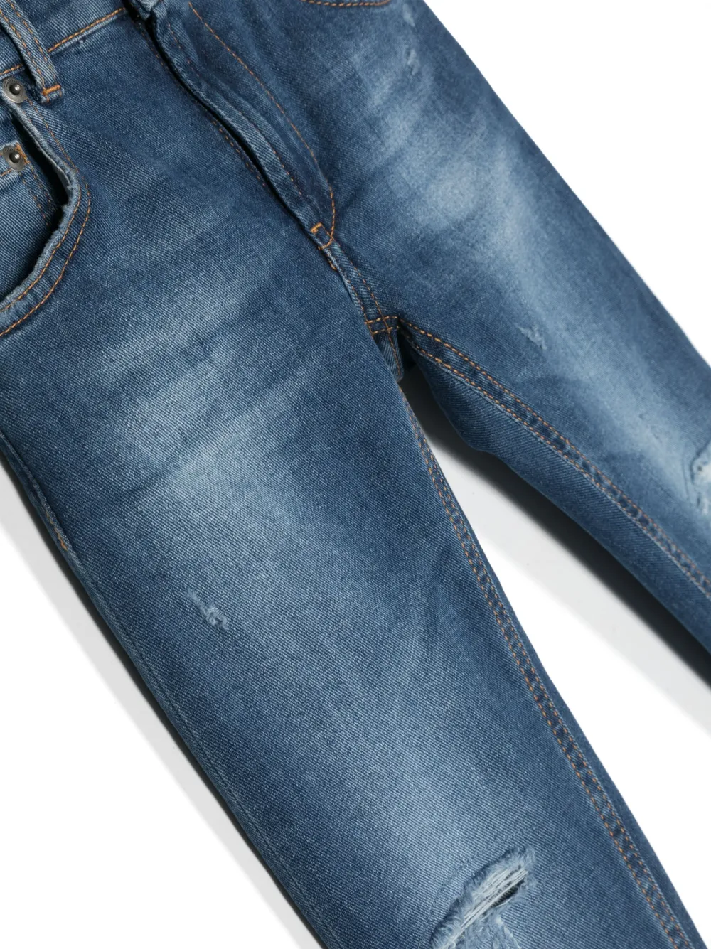 Shop Dondup Distressed-effect Slim-cut Jeans In Blue