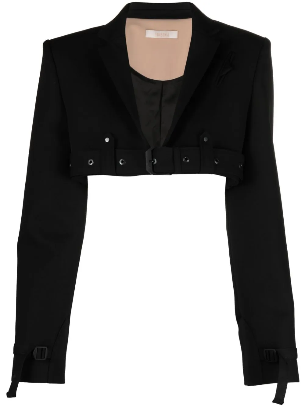 Shop Ssheena Buckle-fastening Cropped Blazer In Black