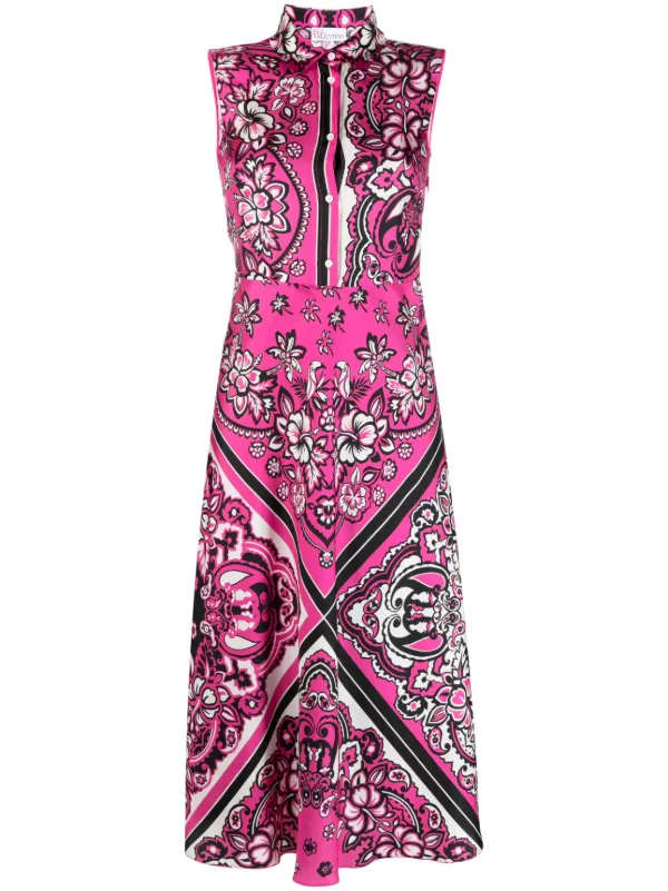 RED Valentino bandana print Silk Shirtdress Farfetch