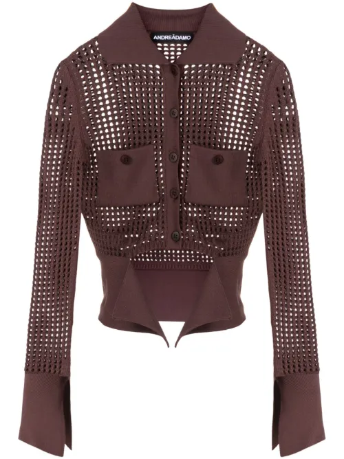 Cardigan en maille ajourée - ANDREĀDAMO - Modalova