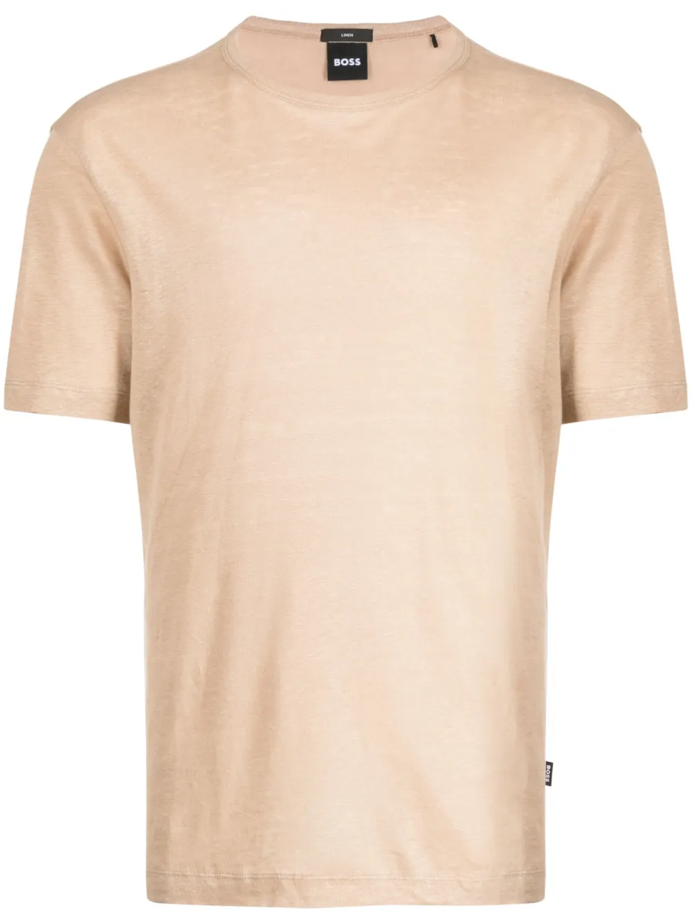 Hugo Boss Tiburt Slub Linen T-shirt In Neutrals