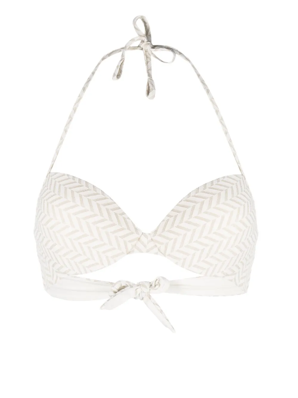 Twinset Herringbone-pattern Bikini Top In White