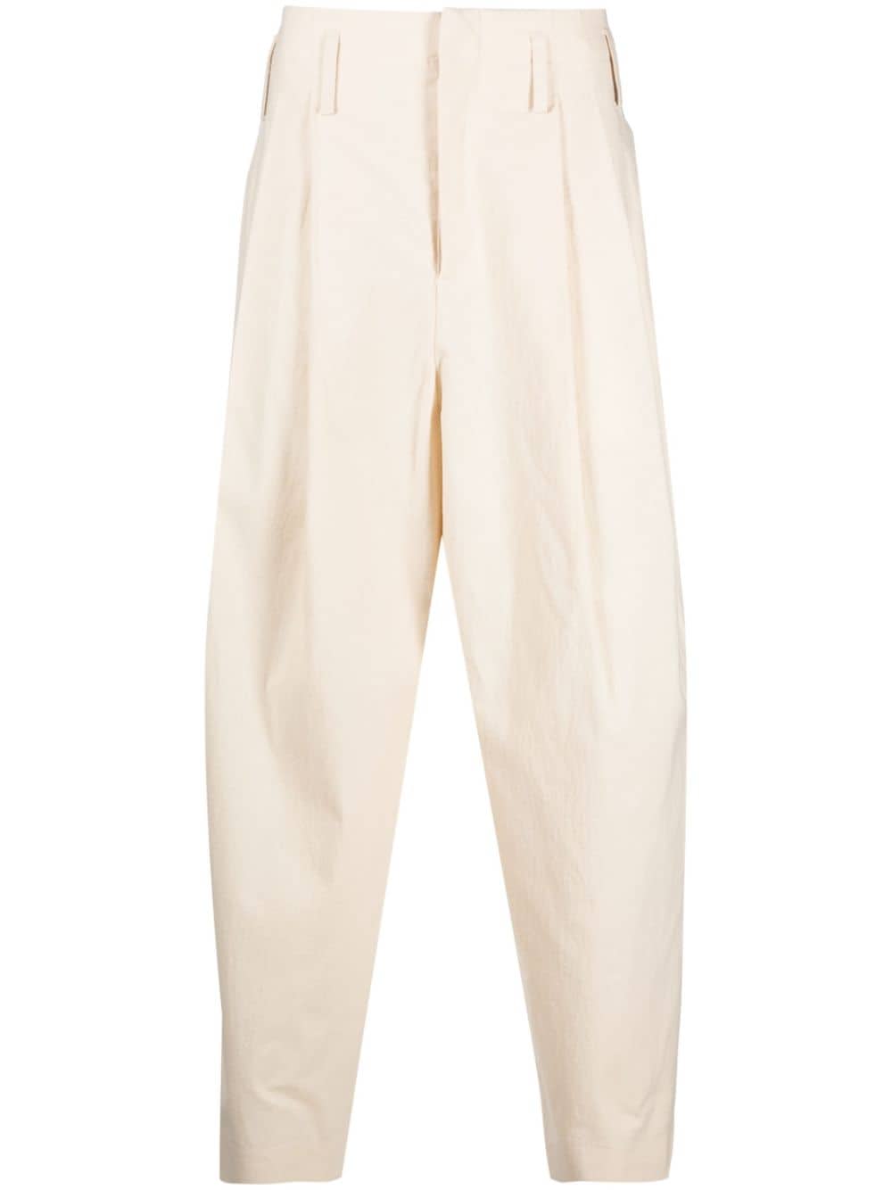 Kenzo Pleated Loose-fit Trousers In Neutrals