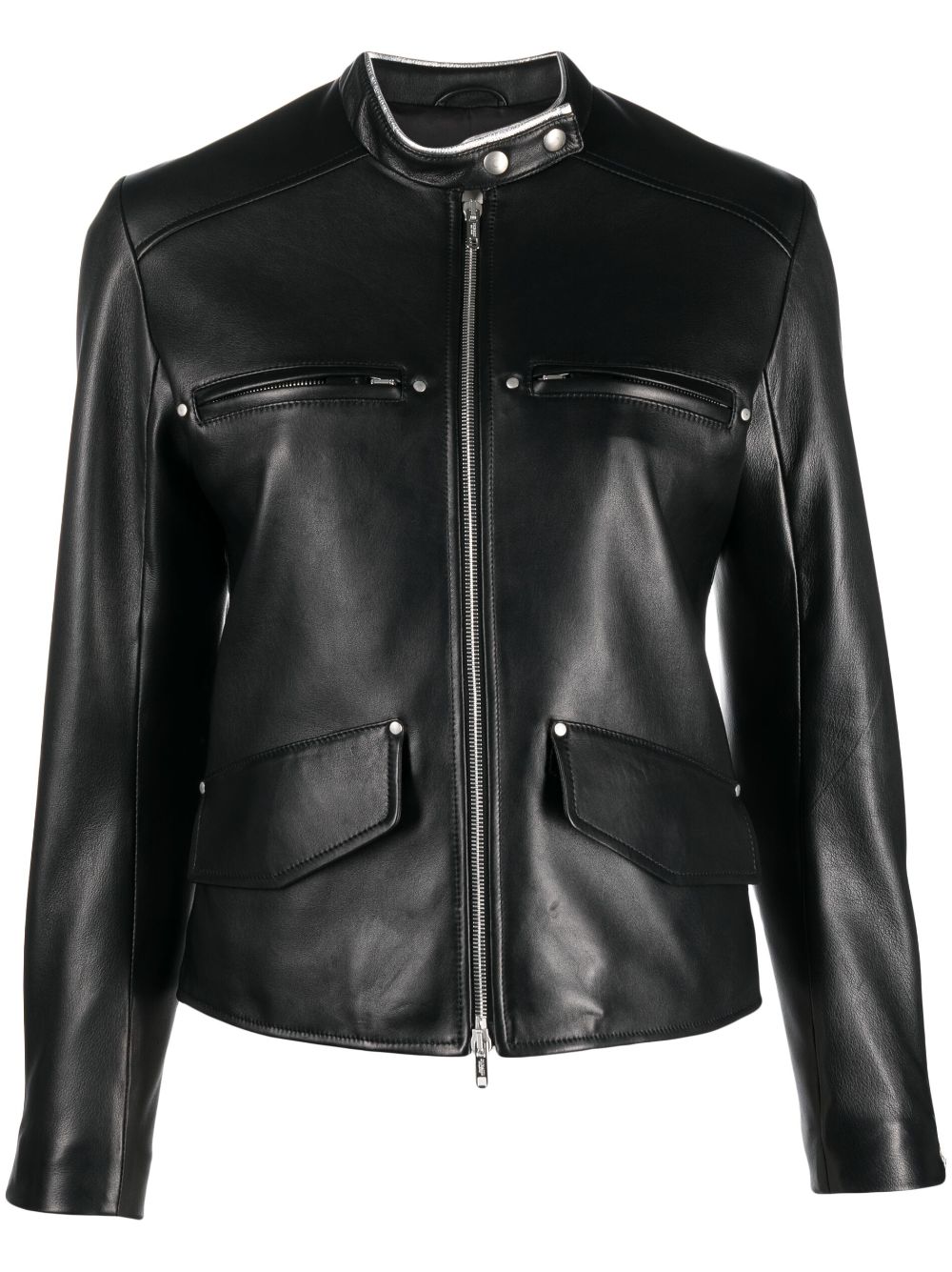 Durazzi Milano Leather Biker Jacket In Black