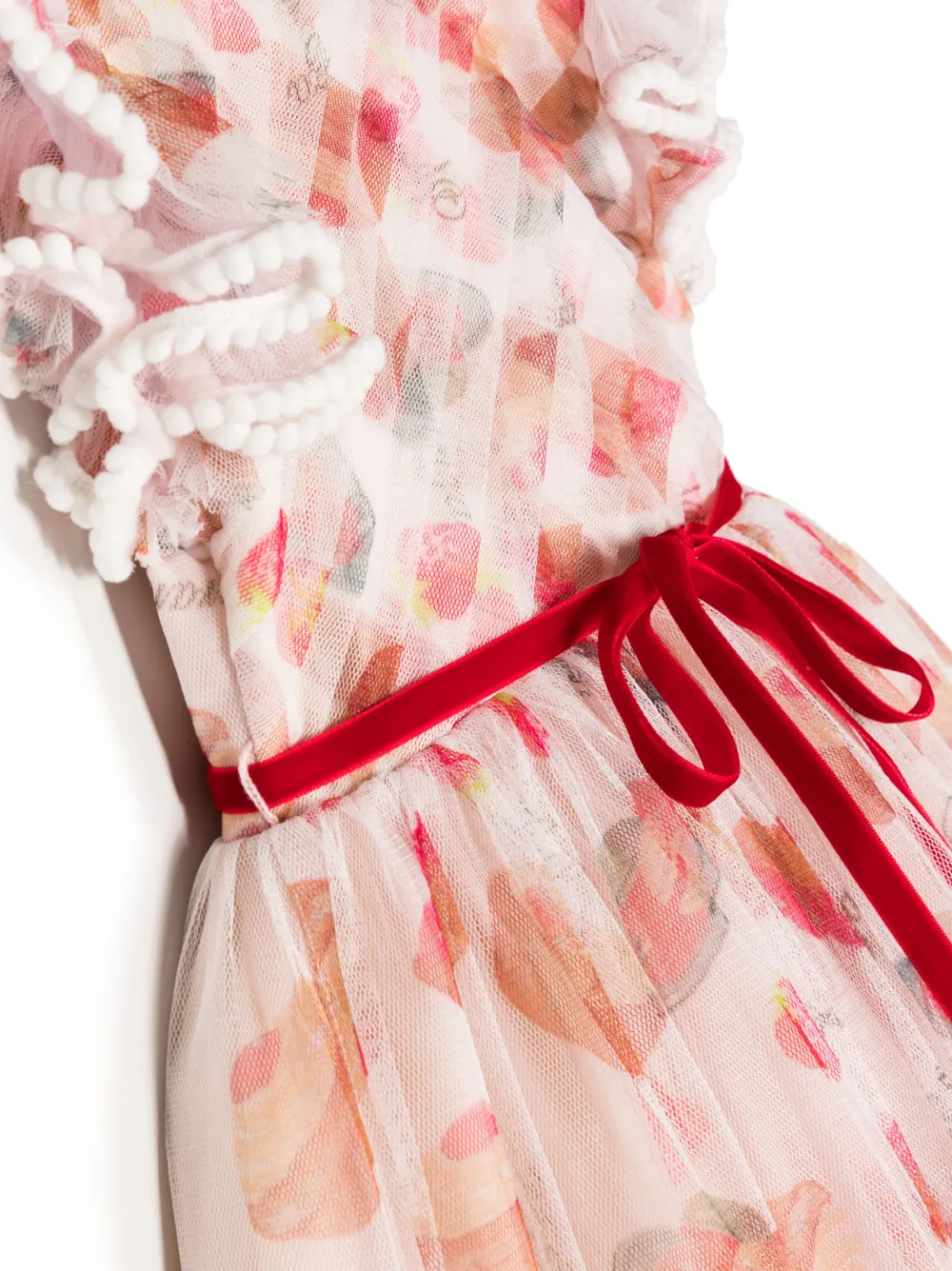 Shop Speranza Graphic-print Tulle Dress In Pink