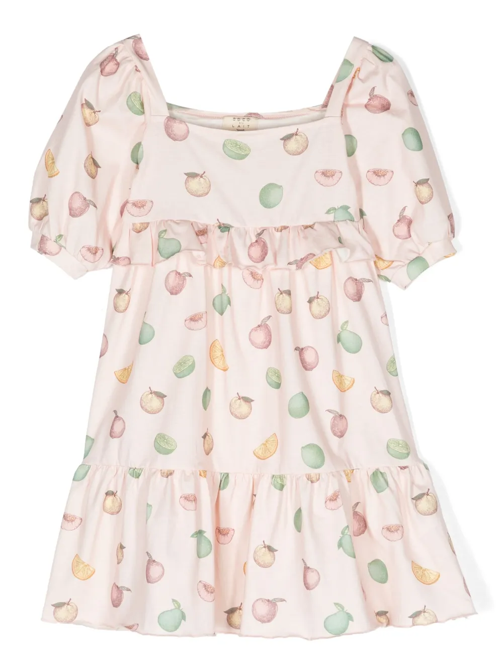 Coco Au Lait Kids' Fruit-print Organic-cotton Dress In Pink