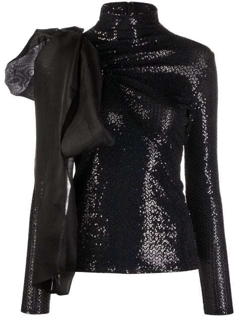 Atu Body Couture bow-embellished sequinned top